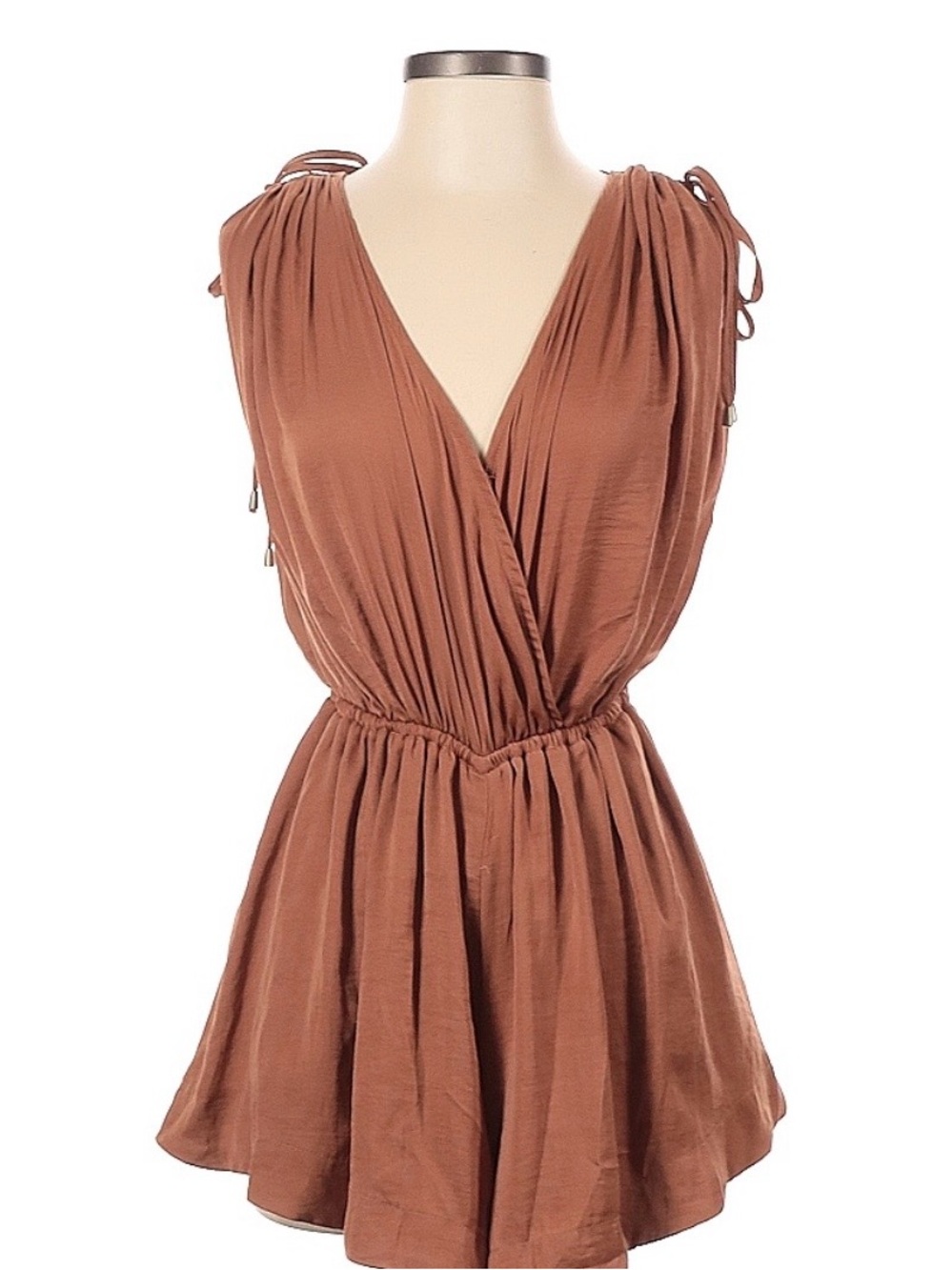 Free People Rust Brown Sleeveless V-Neck Romper